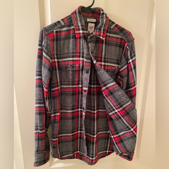 GAP Heavyweight Flannel Standard Fit Red Black Gray White Small Men’s - Picture 2 of 6